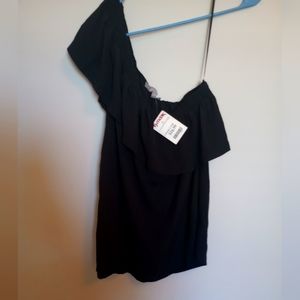 NWT Marled Women's Size Medium Black One Shoulder Top